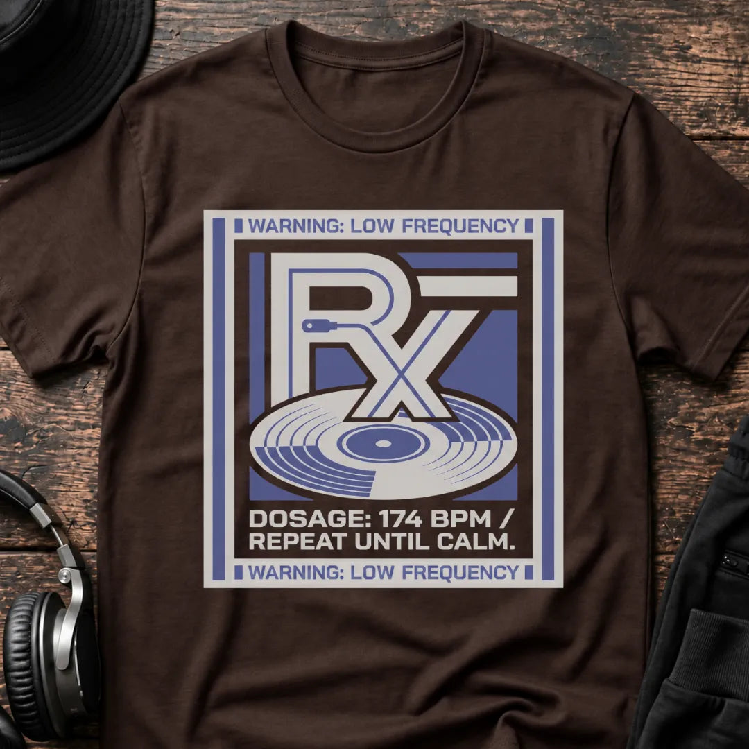 174 BPM Prescription DnB T-Shirt flat lay by QUASIKERN