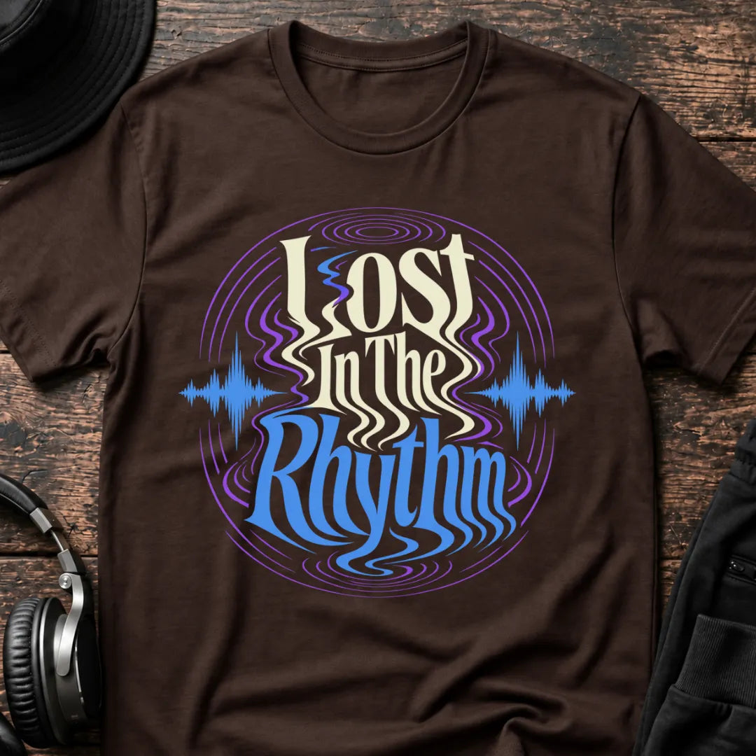 Lost in the Rhythm Rave T-Shirt flat lay by QUASIKERN