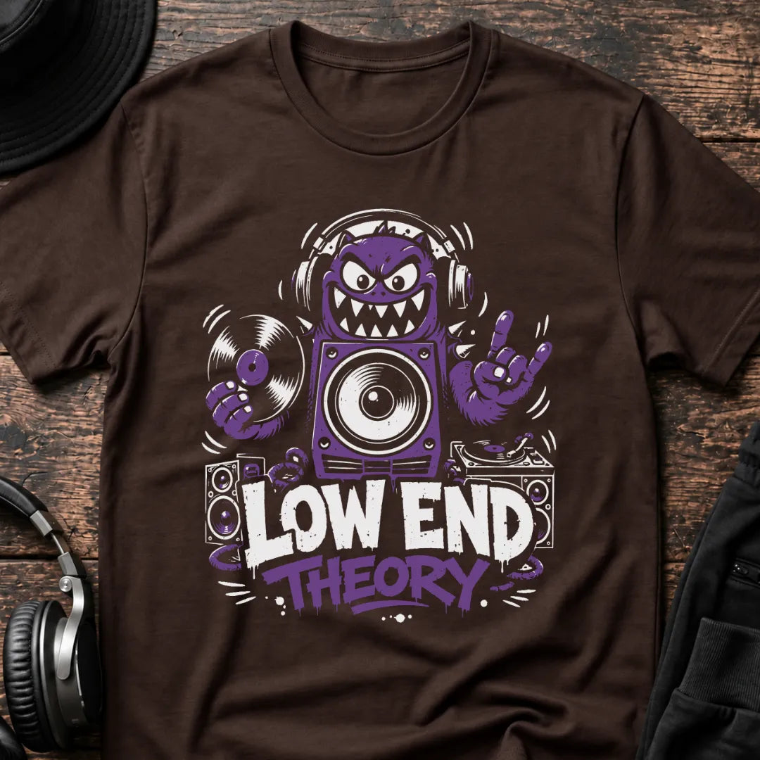 Low End Theory DnB T-Shirt flat lay by QUASIKERN