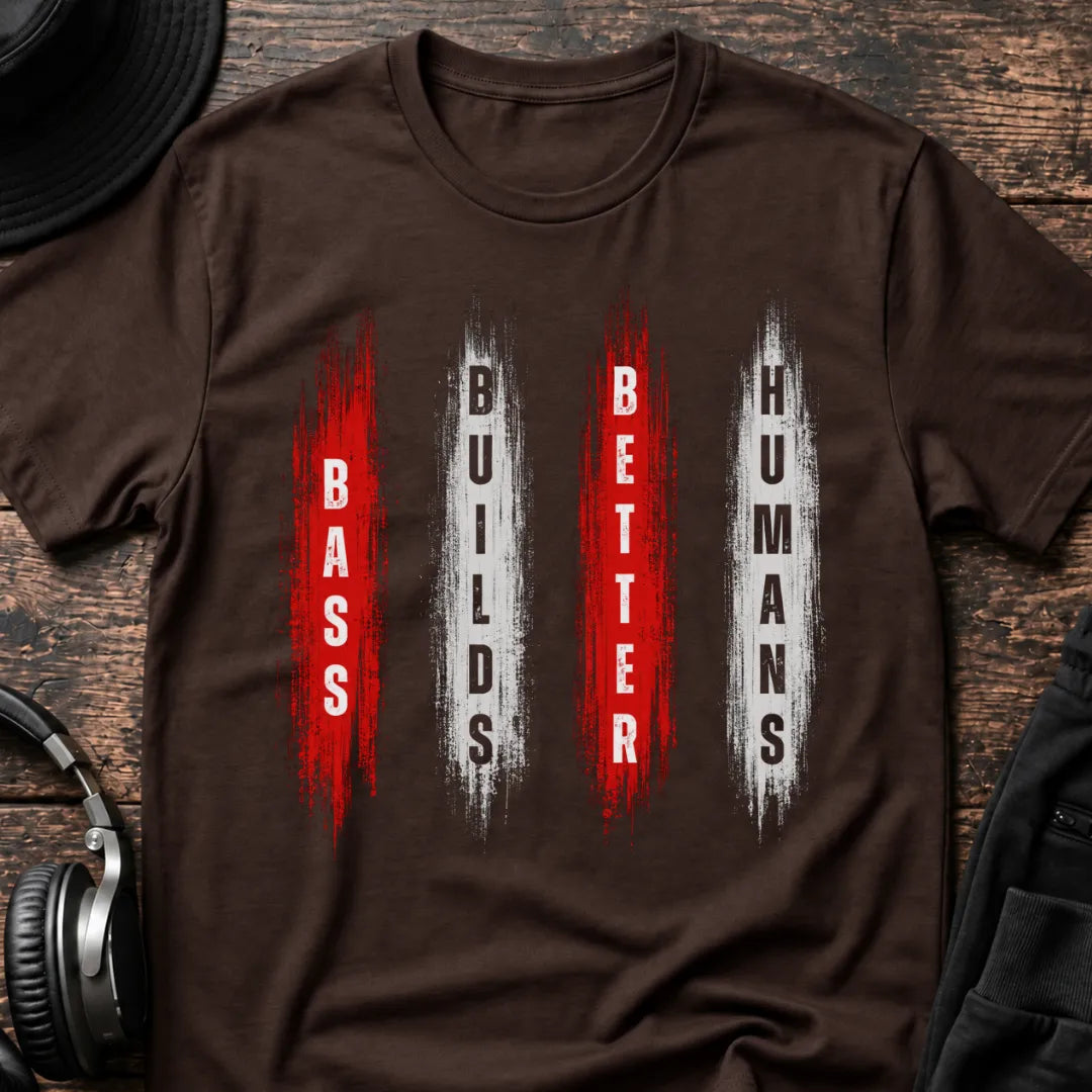 Bass Builds Better Humans Ed. 3 DnB T-Shirt flat lay by QUASIKERN