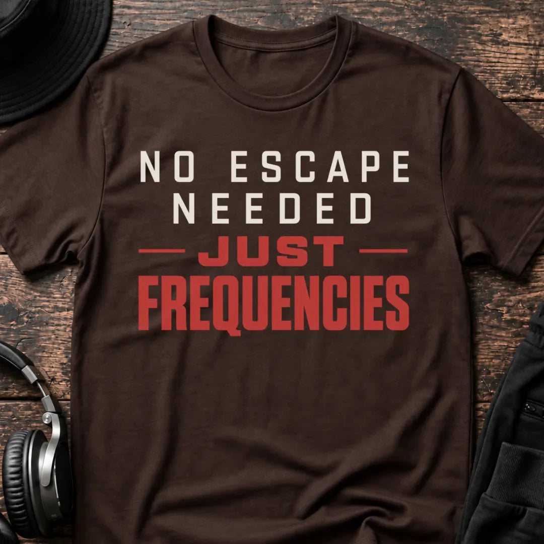 Just Frequencies DnB T-Shirt flat lay by QUASIKERN