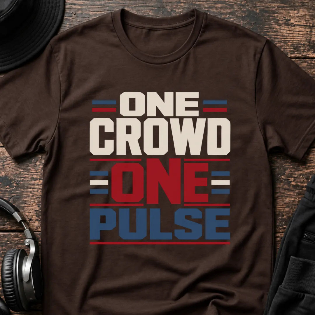 One Crowd One Pulse Rave T-Shirt flat lay by QUASIKERN