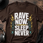 Sleep Never Rave T-Shirt flat lay by QUASIKERN