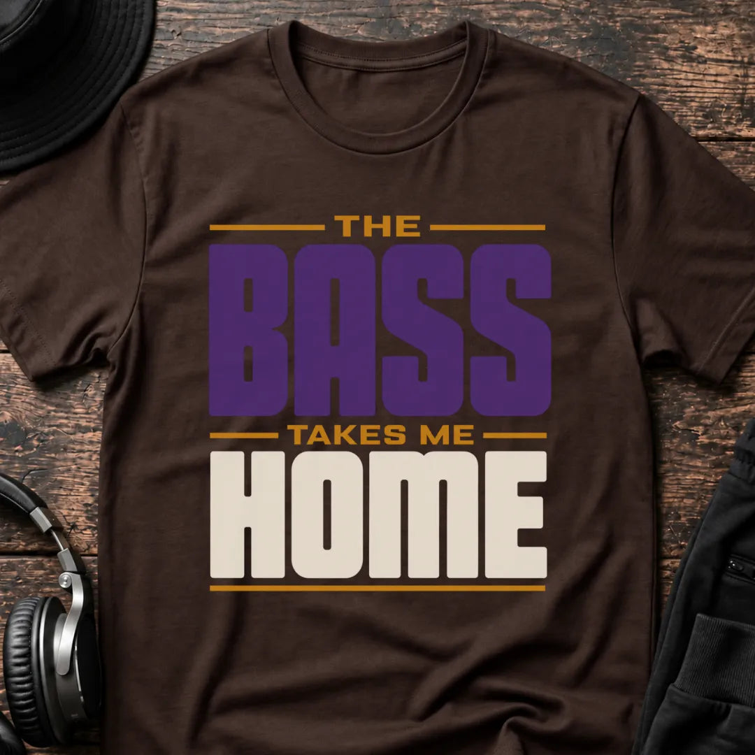 Bass Takes Me Home DnB T-Shirt flat lay by QUASIKERN