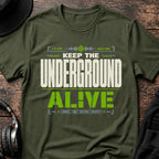 Keep The Underground Alive Jungle T-Shirt flat lay by QUASIKERN