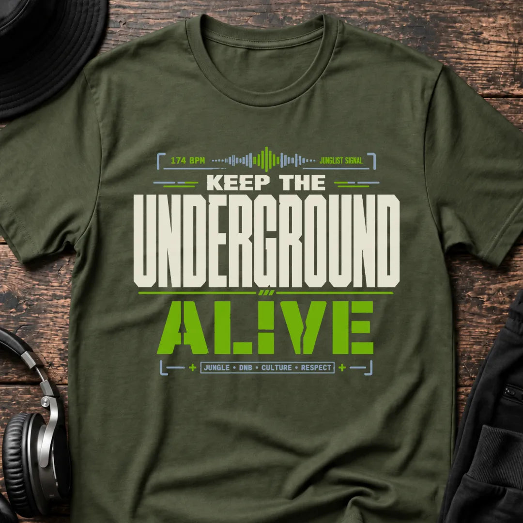 Keep The Underground Alive Jungle T-Shirt flat lay by QUASIKERN