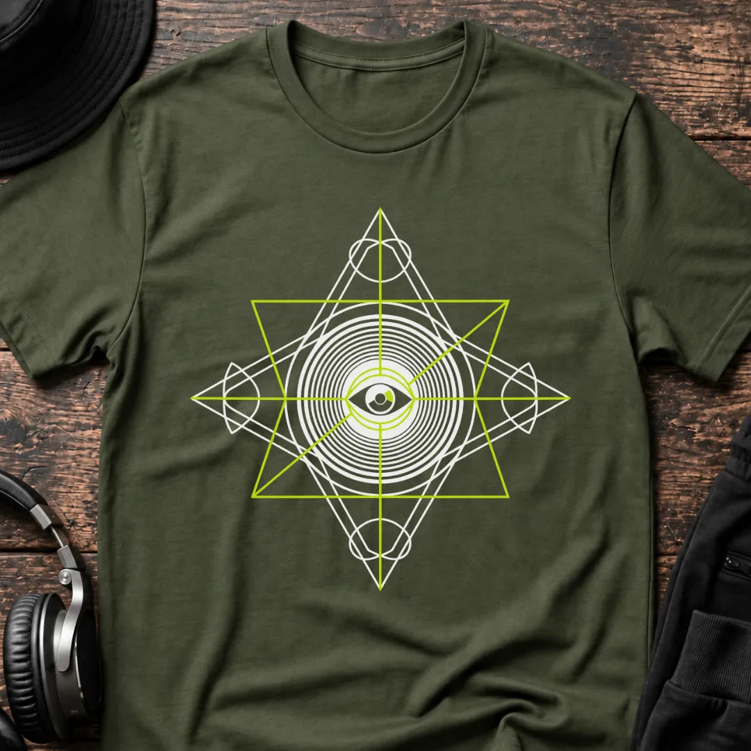 Frequency Vision Rave T-Shirt flat lay by QUASIKERN