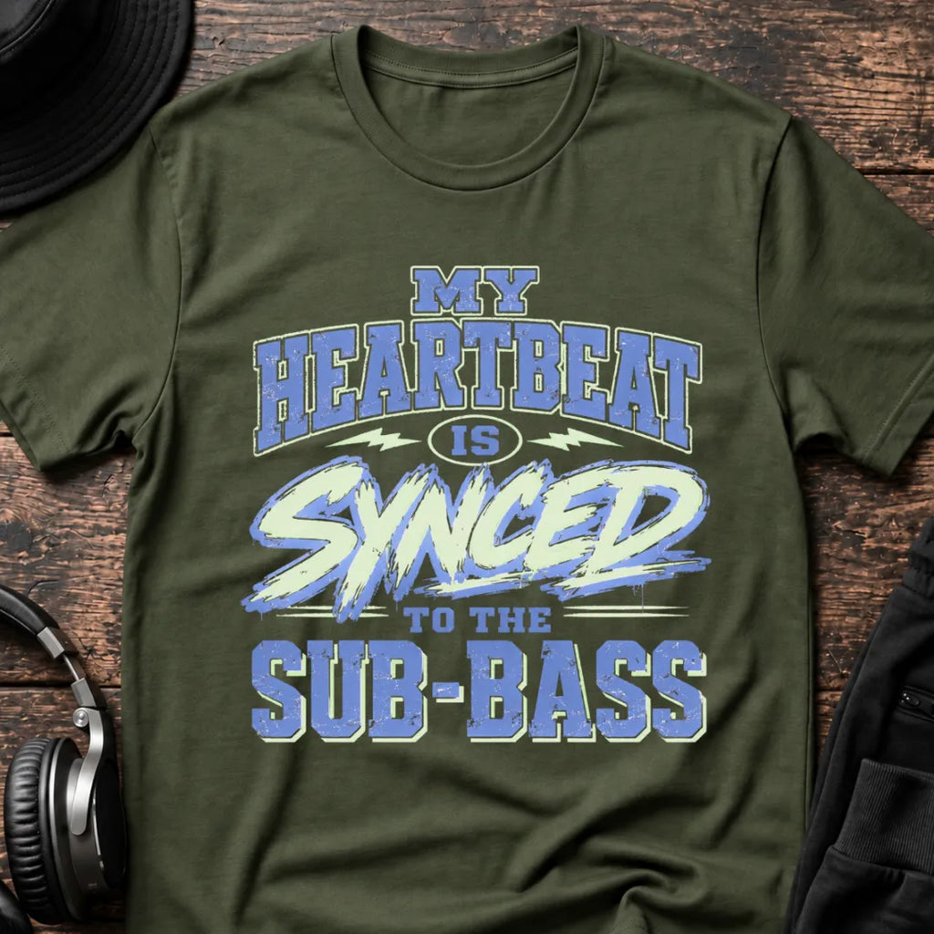 Synced Heartbeat DnB T-Shirt flat lay by QUASIKERN