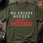 Just Frequencies DnB T-Shirt flat lay by QUASIKERN