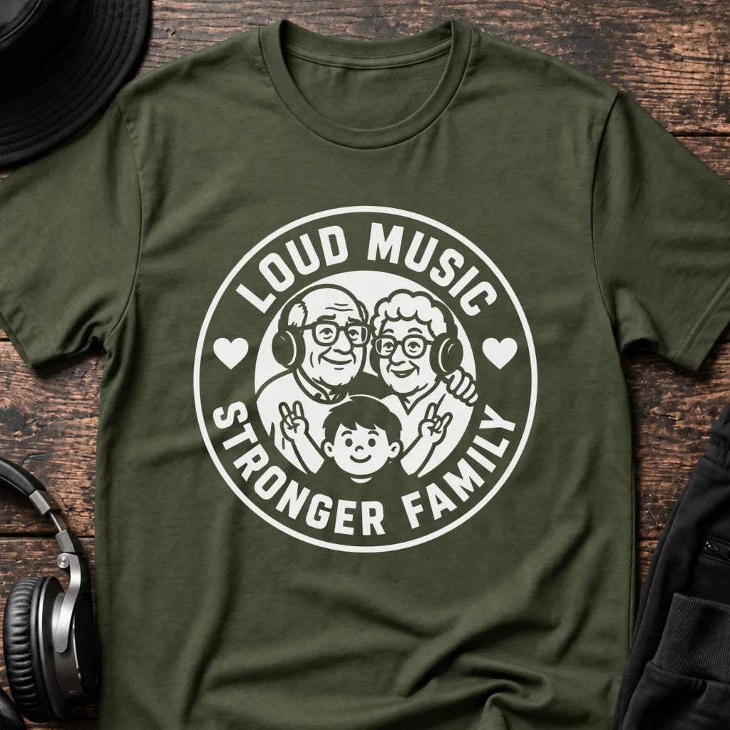 Loud Music Family Rave T-Shirt flat lay by QUASIKERN