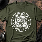 Loud Music Family Rave T-Shirt flat lay by QUASIKERN