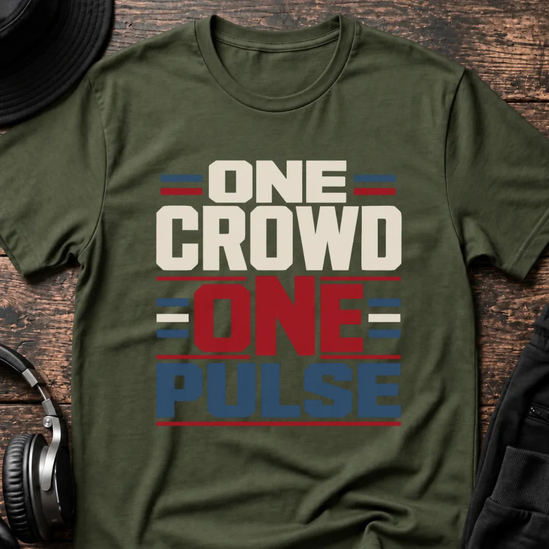 One Crowd One Pulse Rave T-Shirt flat lay by QUASIKERN