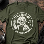 Granny Rave T-Shirt flat lay by QUASIKERN