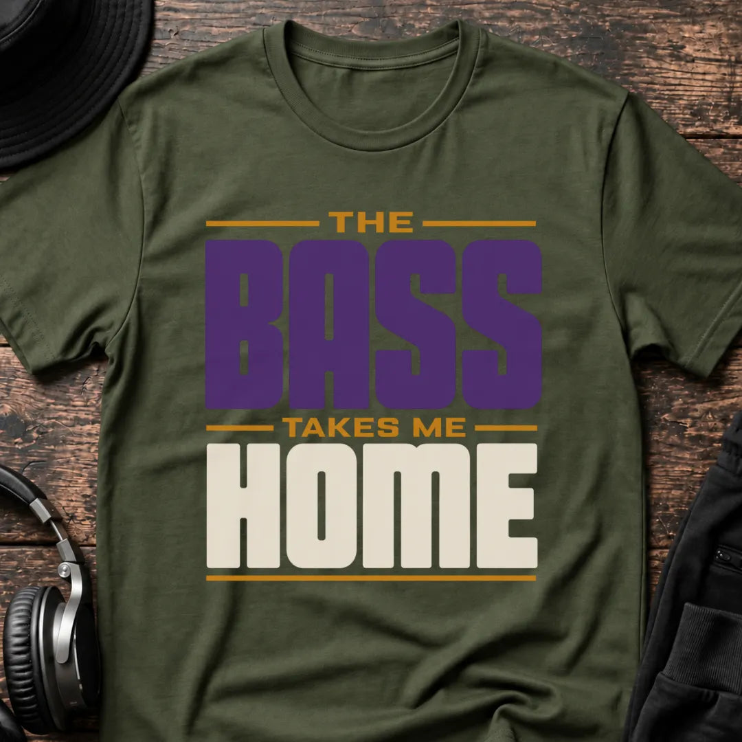 Bass Takes Me Home DnB T-Shirt flat lay by QUASIKERN