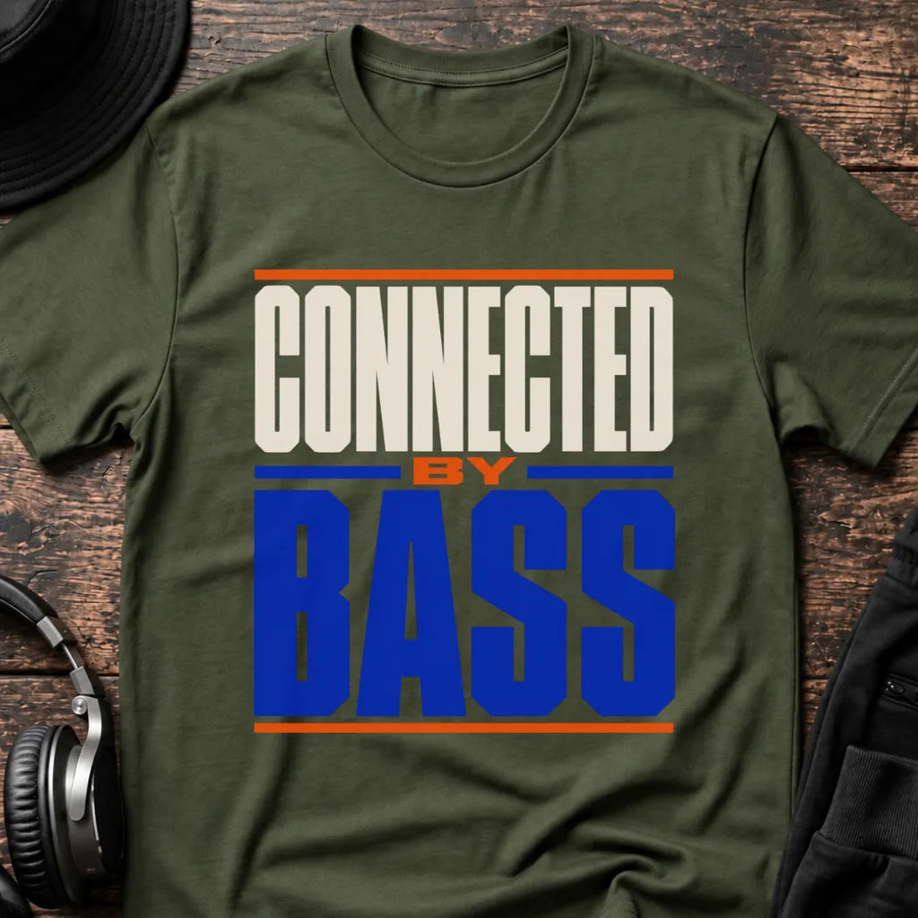 Connected by Bass DnB T-Shirt flat lay by QUASIKERN