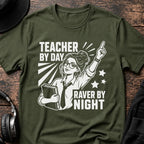 Teacher by Day Female Rave T-Shirt flat lay by QUASIKERN