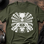 Alien Love Peace DnB T-Shirt flat lay by QUASIKERN