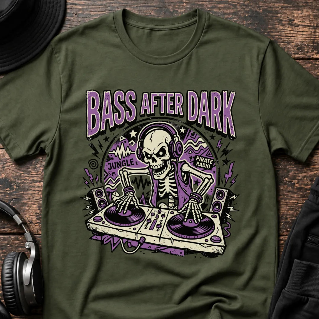 Bass After Dark Jungle T-Shirt flat lay by QUASIKERN