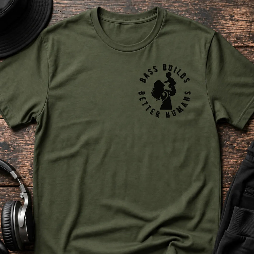 Bass Builds Better Humans Ed. 2 DnB T-Shirt flat lay by QUASIKERN