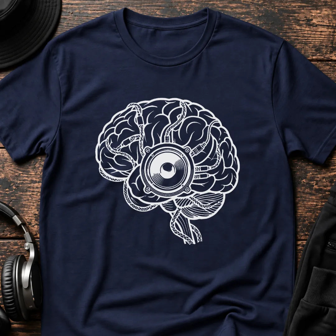 Bass Brain DnB T-Shirt flat lay by QUASIKERN