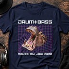 Makes My Jaw Drop Hippo DnB T-Shirt flat lay by QUASIKERN