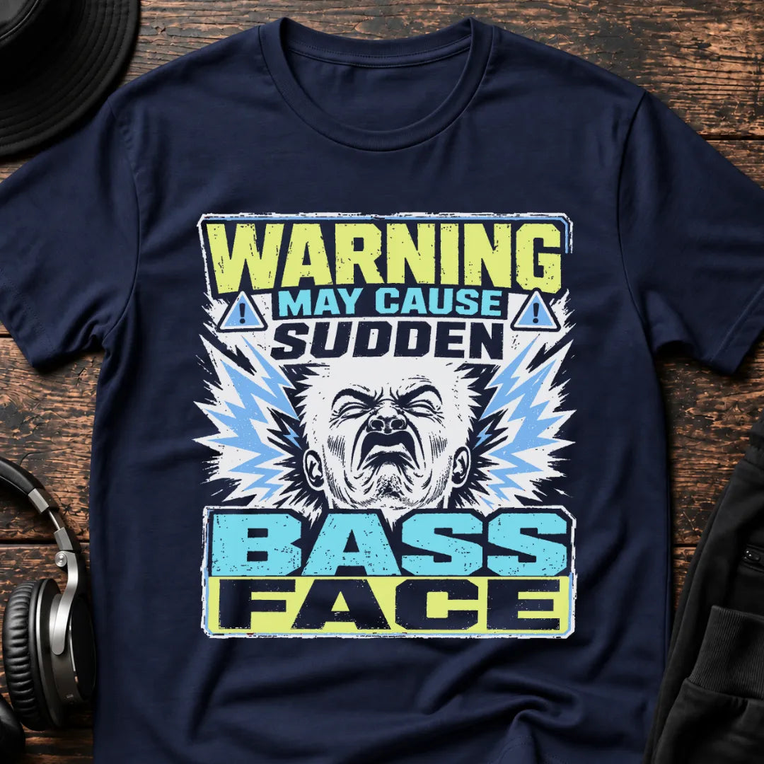 Bassface Warning DJ T-Shirt flat lay by QUASIKERN