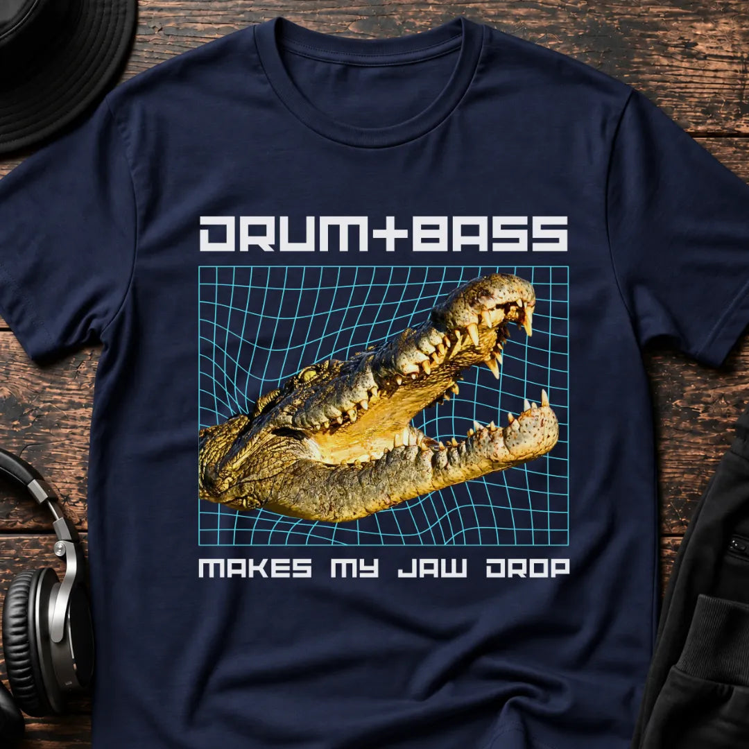 Makes My Jaw Drop Crocodile DnB T-Shirt flat lay by QUASIKERN