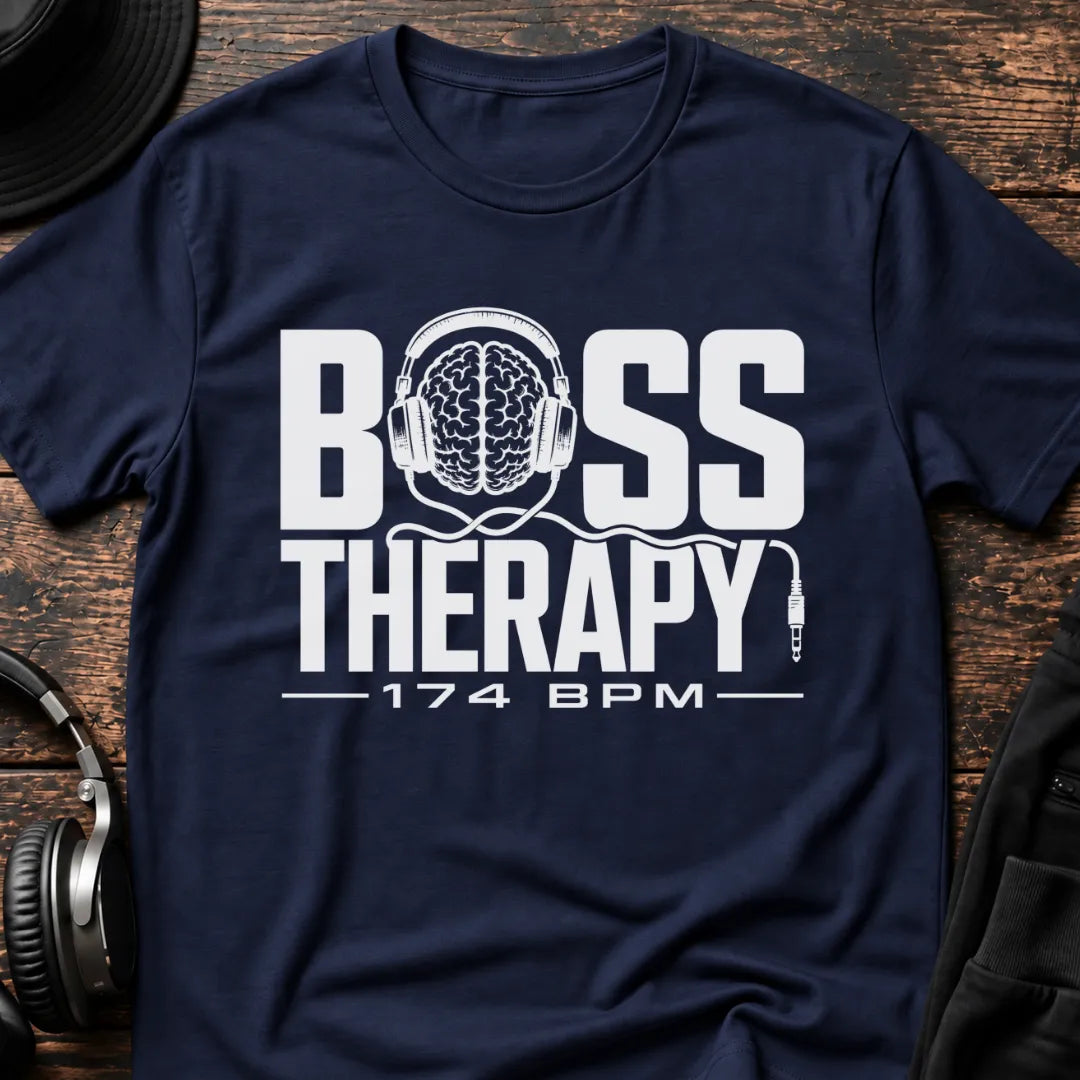 Bass Therapy 174 BPM DnB T-Shirt flat lay by QUASIKERN