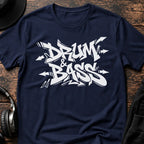 Drum & Bass Graffiti DnB T-Shirt flat lay by QUASIKERN