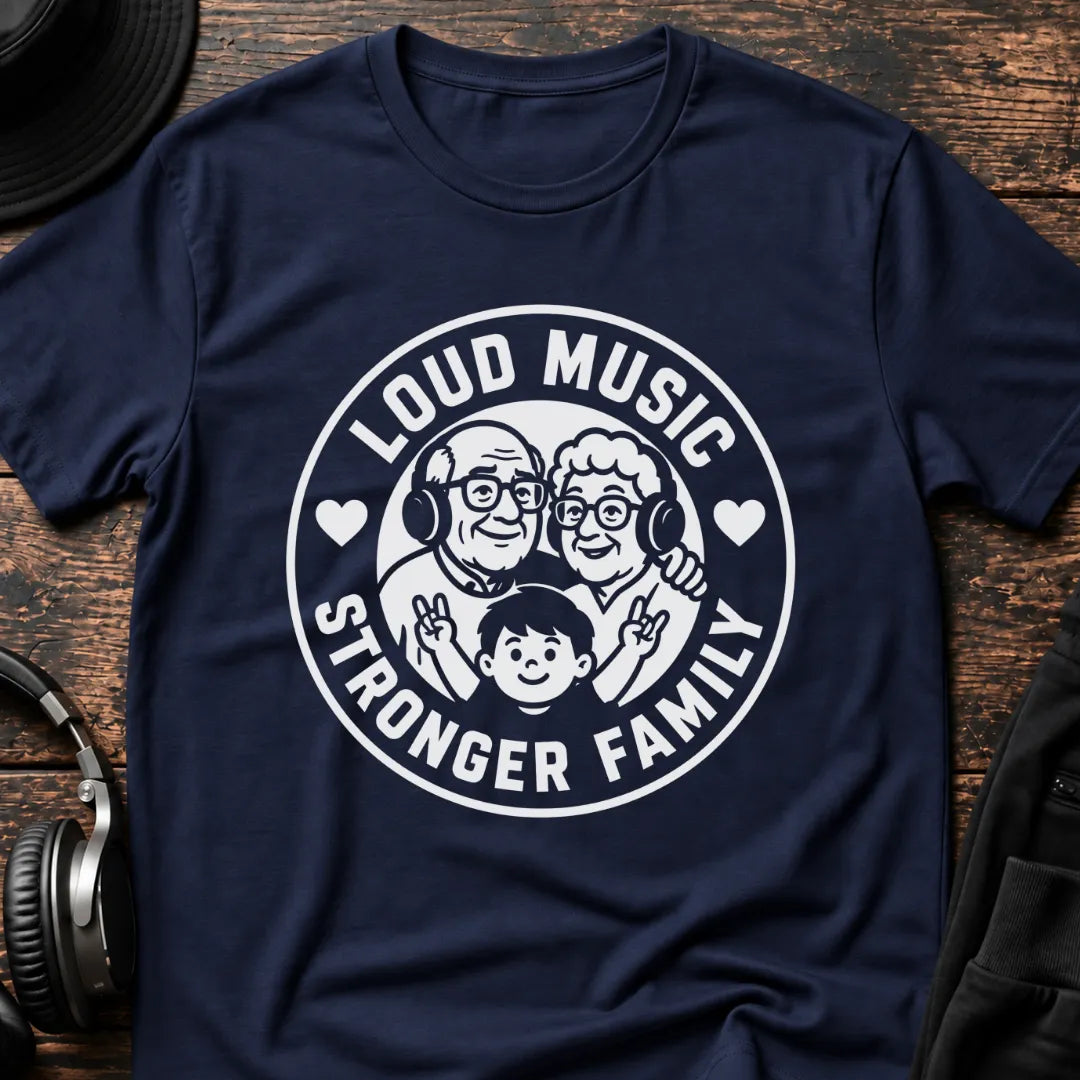 Loud Music Family Rave T-Shirt flat lay by QUASIKERN