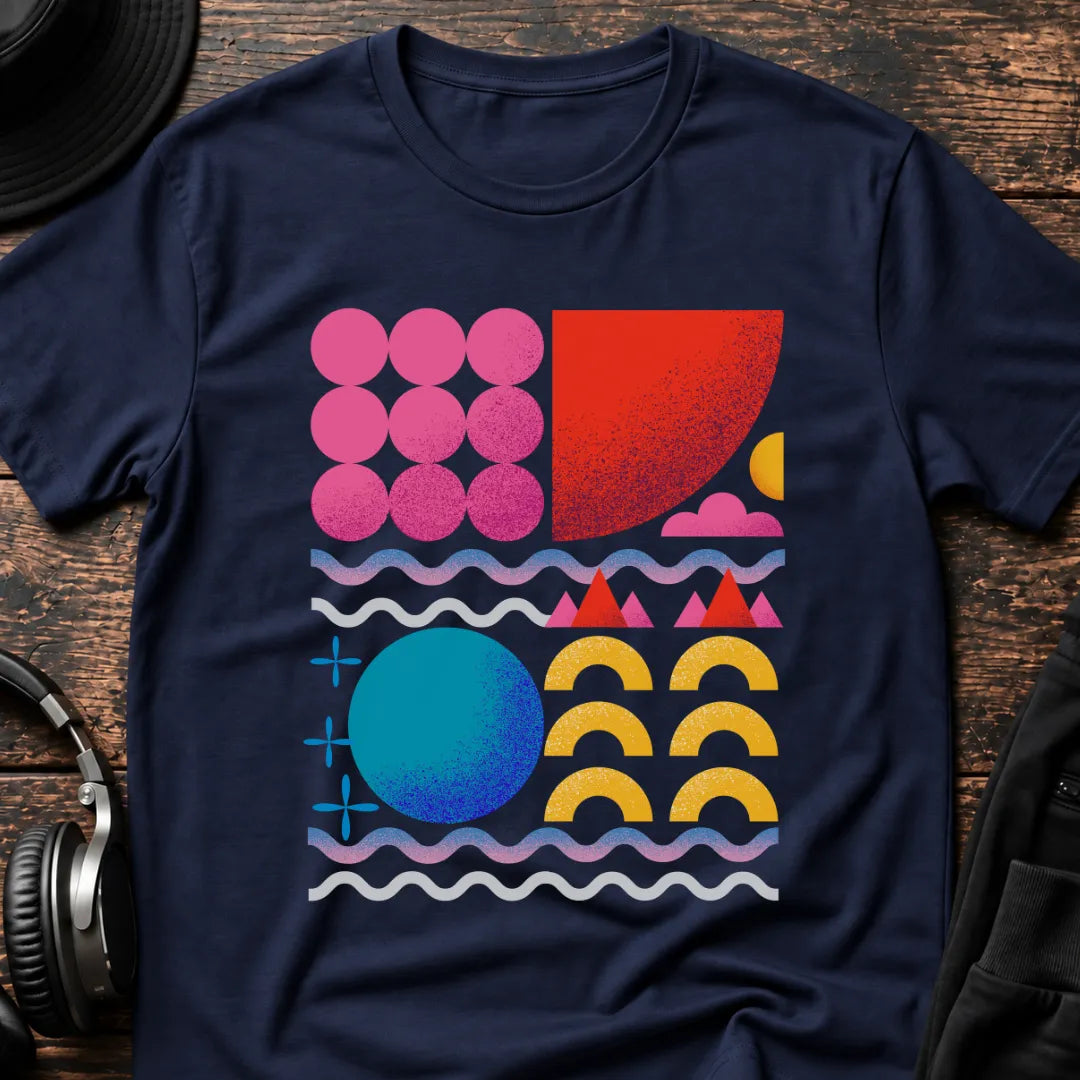 Abstract Drop Rave T-Shirt flat lay by QUASIKERN