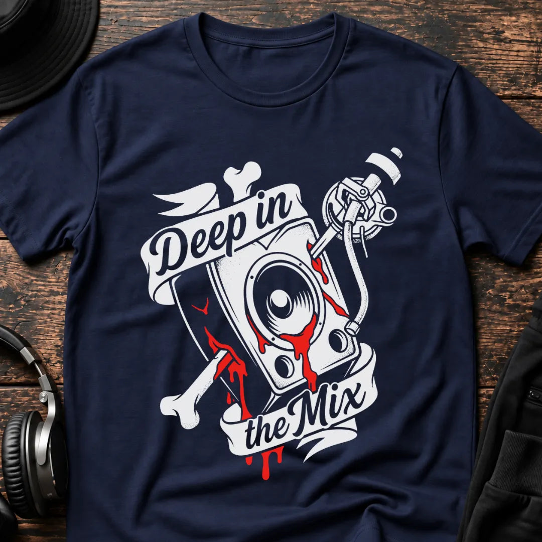 Deep in the Mix DnB T-Shirt flat lay by QUASIKERN