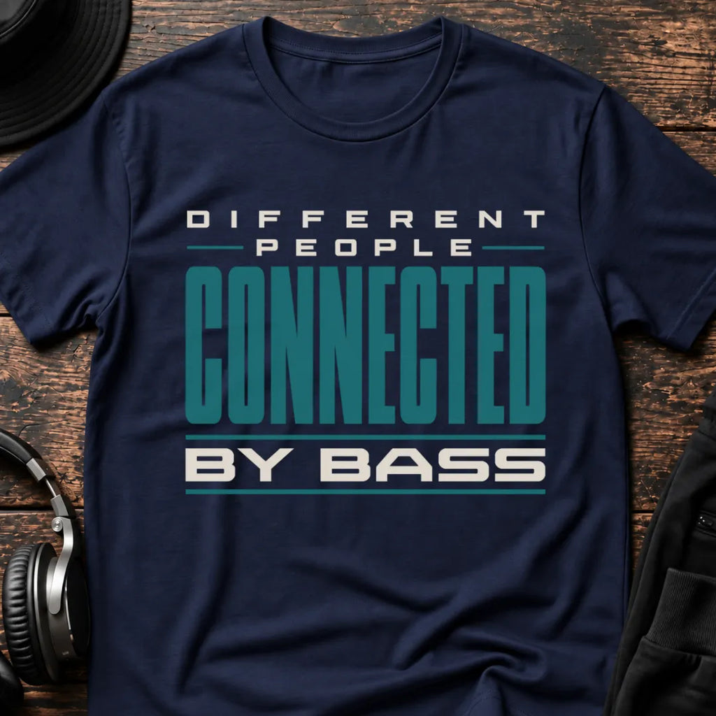 People Connected by Bass DnB T-Shirt flat lay by QUASIKERN