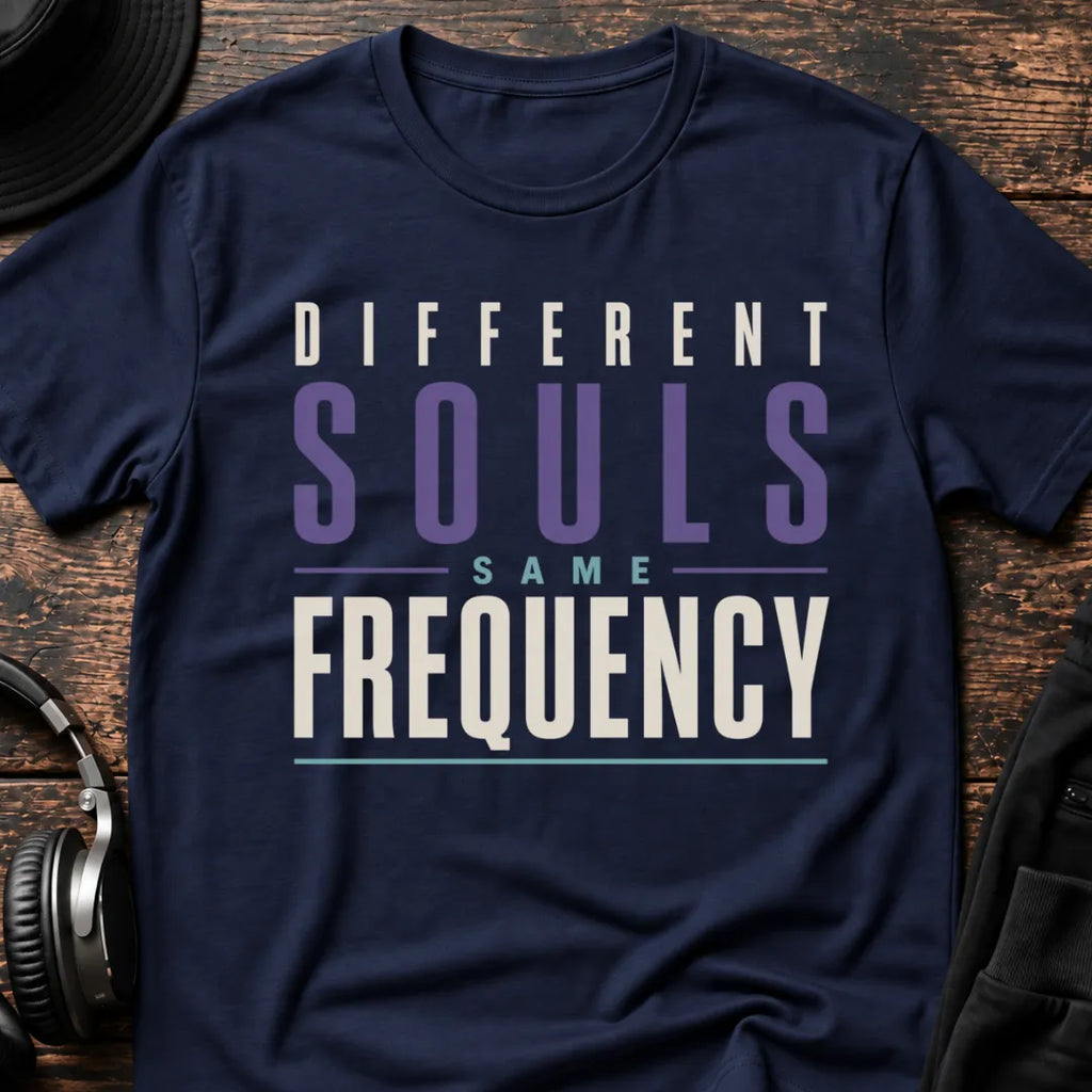Different Souls Same Frequency DnB T-Shirt flat lay by QUASIKERN