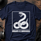 Drum N Bass Snake DnB T-Shirt flat lay by QUASIKERN