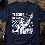 Teacher by Day Female Rave T-Shirt flat lay by QUASIKERN