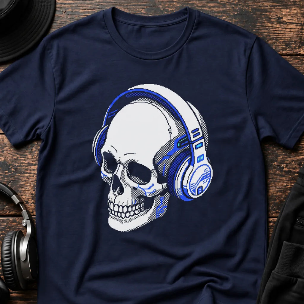 Skull Frequency DnB T-Shirt flat lay by QUASIKERN
