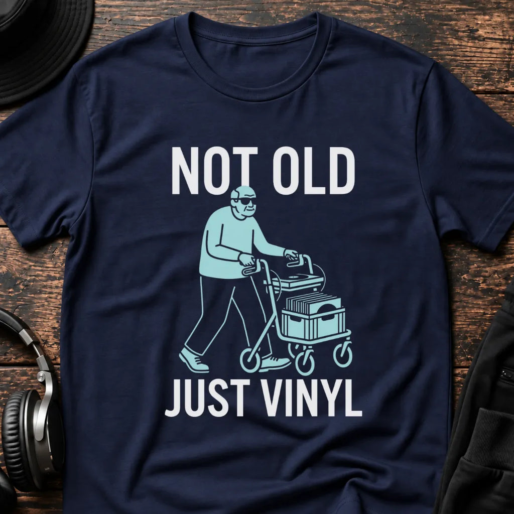 Not Old Just Vinyl DnB T-Shirt flat lay by QUASIKERN