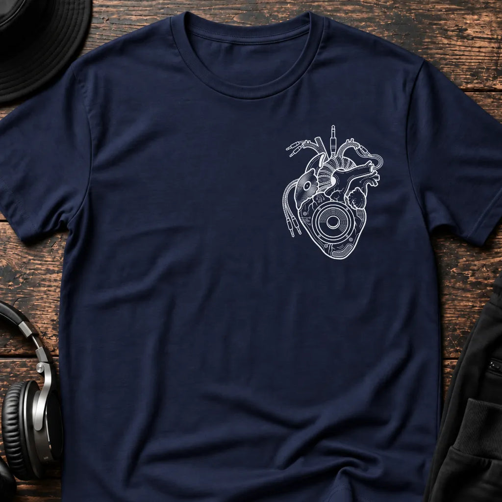 Heartbeat Chest DnB T-Shirt flat lay by QUASIKERN
