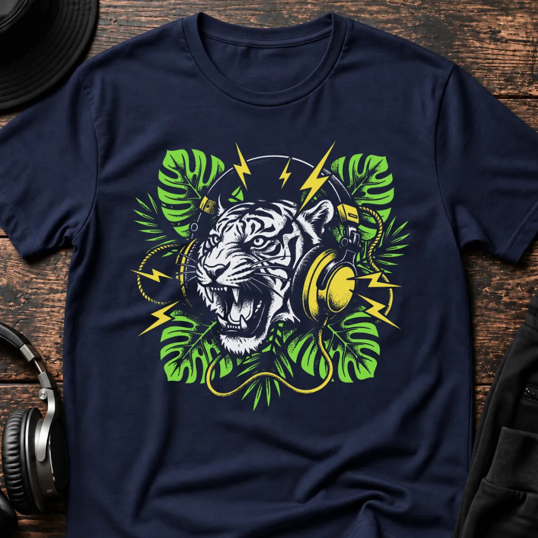 Tiger Jungle T-Shirt flat lay by QUASIKERN