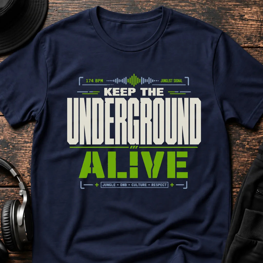 Keep The Underground Alive Jungle T-Shirt flat lay by QUASIKERN