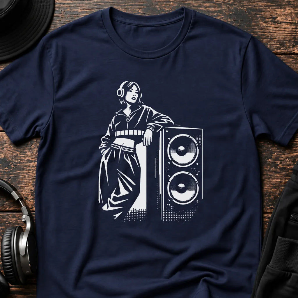 Bass Babe DnB T-Shirt flat lay by QUASIKERN