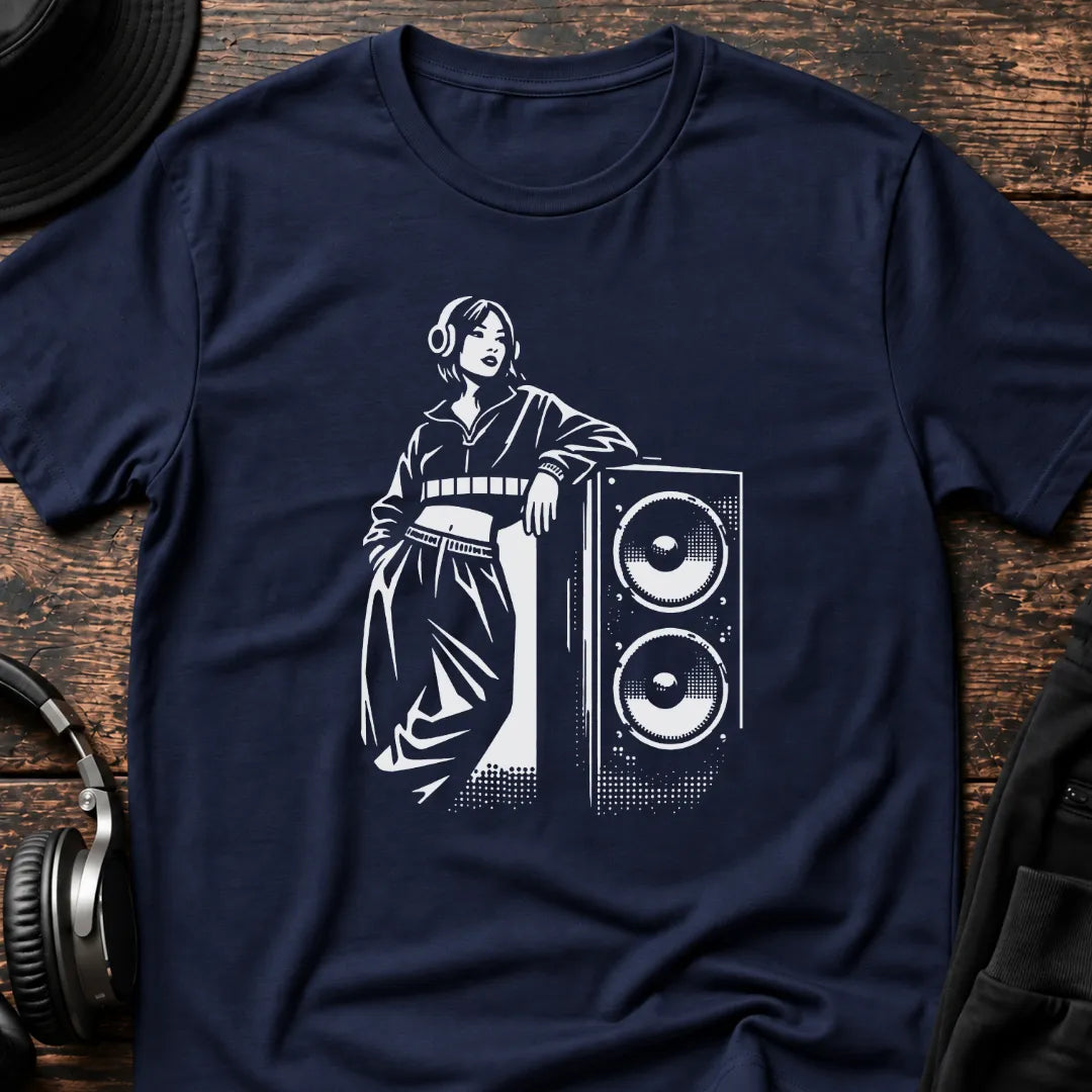 Bass Babe DnB T-Shirt flat lay by QUASIKERN