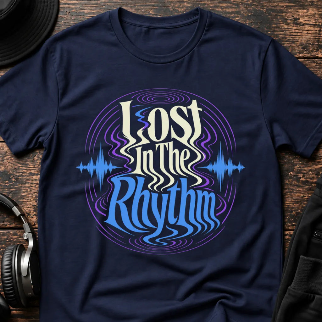 Lost in the Rhythm Rave T-Shirt flat lay by QUASIKERN