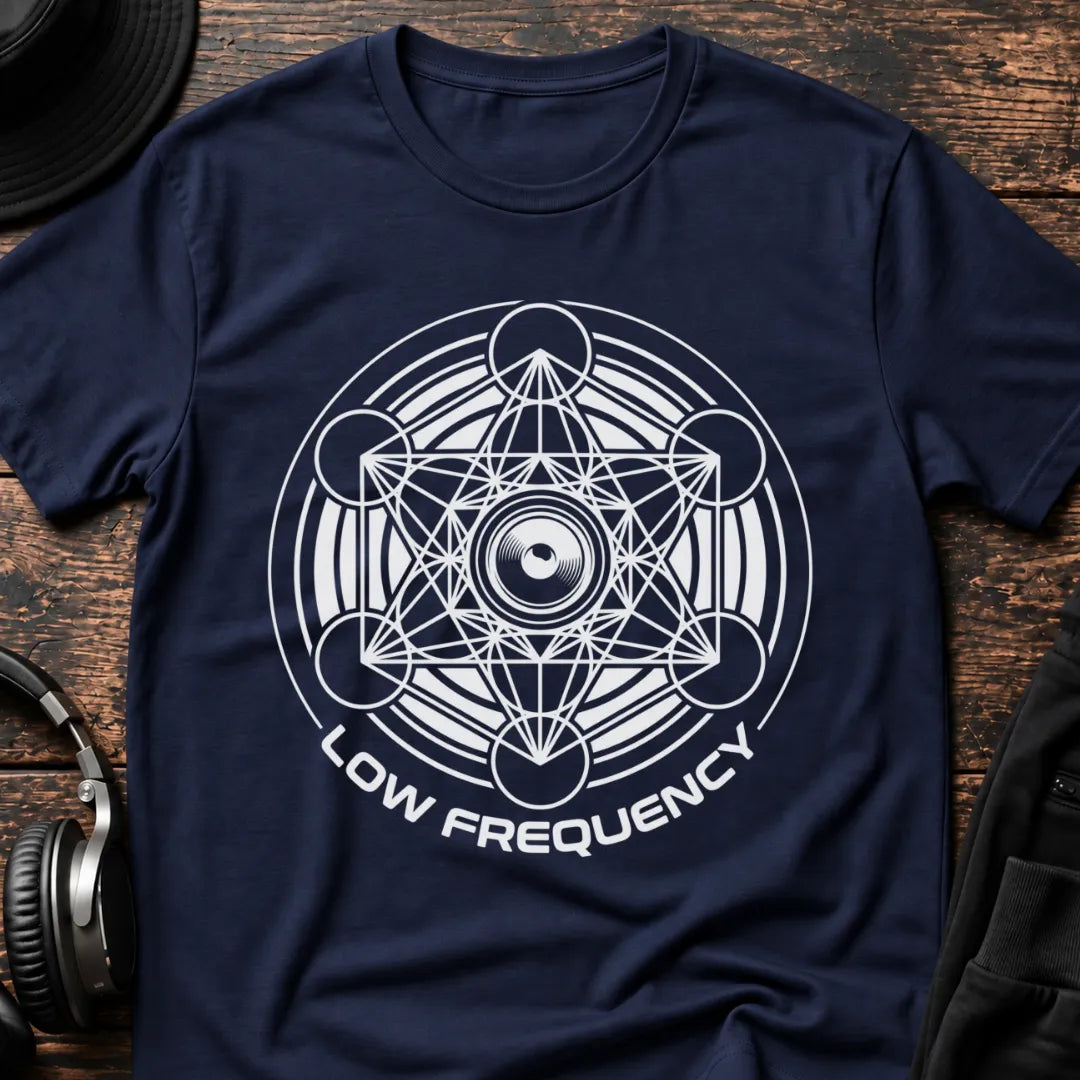 Low Frequency Geometry DnB T-Shirt flat lay by QUASIKERN