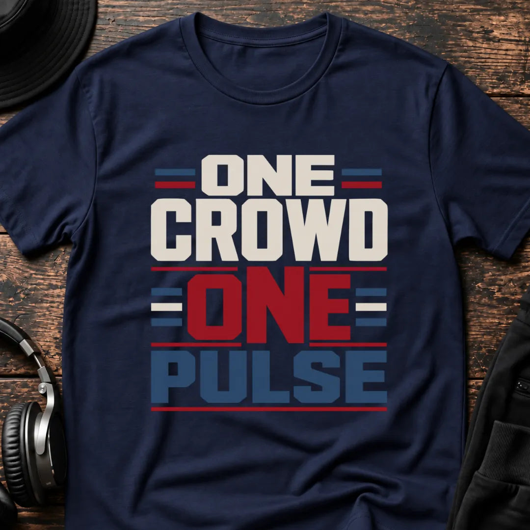 One Crowd One Pulse Rave T-Shirt flat lay by QUASIKERN