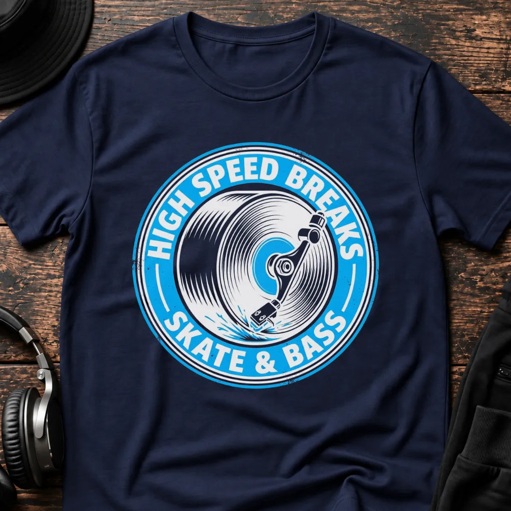 Skate & Bass DnB T-Shirt flat lay by QUASIKERN