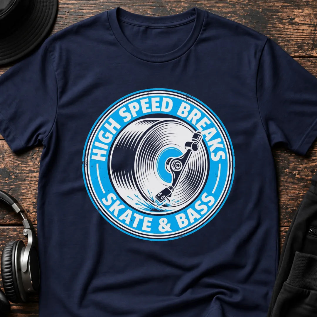 Skate & Bass DnB T-Shirt flat lay by QUASIKERN