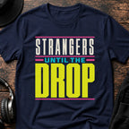 Strangers Until the Drop Rave T-Shirt flat lay by QUASIKERN