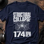 Structural Collapse 174 BPM DnB T-Shirt flat lay by QUASIKERN